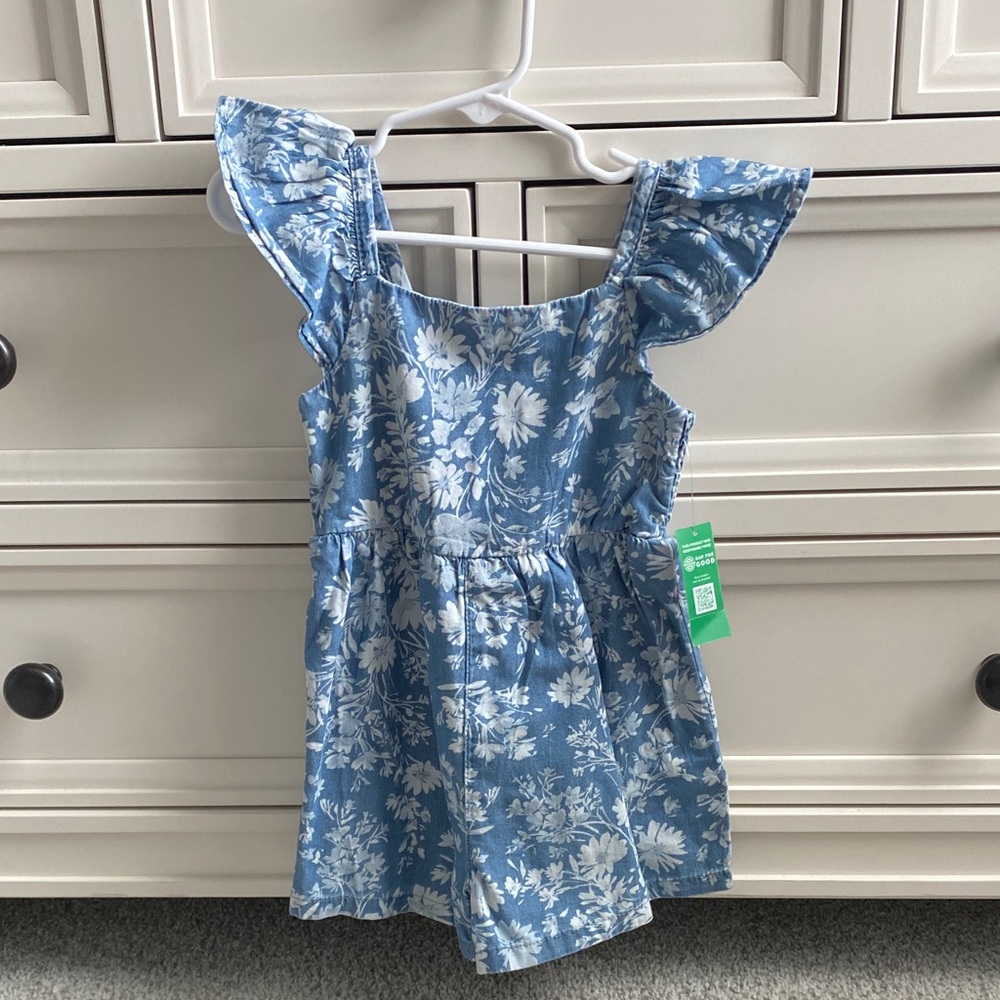 Gap NWT Blue Floral Kids Romper 4T